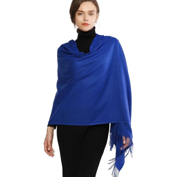 ⚡Women's Blue Pashmina Shawls Evening Dress Bridesmaid Winter Warm Long Scarf - Picture 4 of 7
